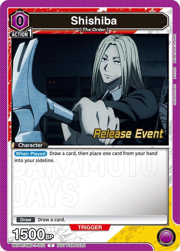 Shishiba UE19BT/SMD-1-052 card from UE19BT: SAKAMOTO DAYS Release Event Cards