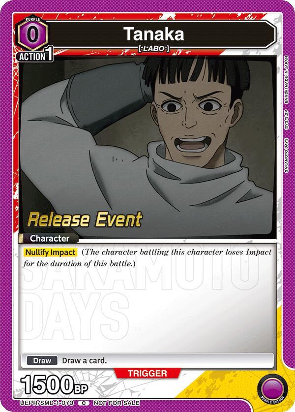 Tanaka UE19BT/SMD-1-070 card from UE19BT: SAKAMOTO DAYS Release Event Cards