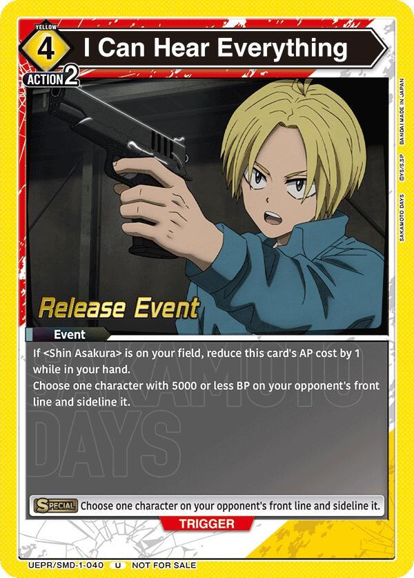 I Can Hear Everything UE19BT/SMD-1-040 card from UE19BT: SAKAMOTO DAYS Release Event Cards