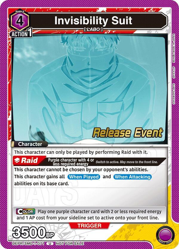 Invisibility Suit UE19BT/SMD-1-071 card from UE19BT: SAKAMOTO DAYS Release Event Cards