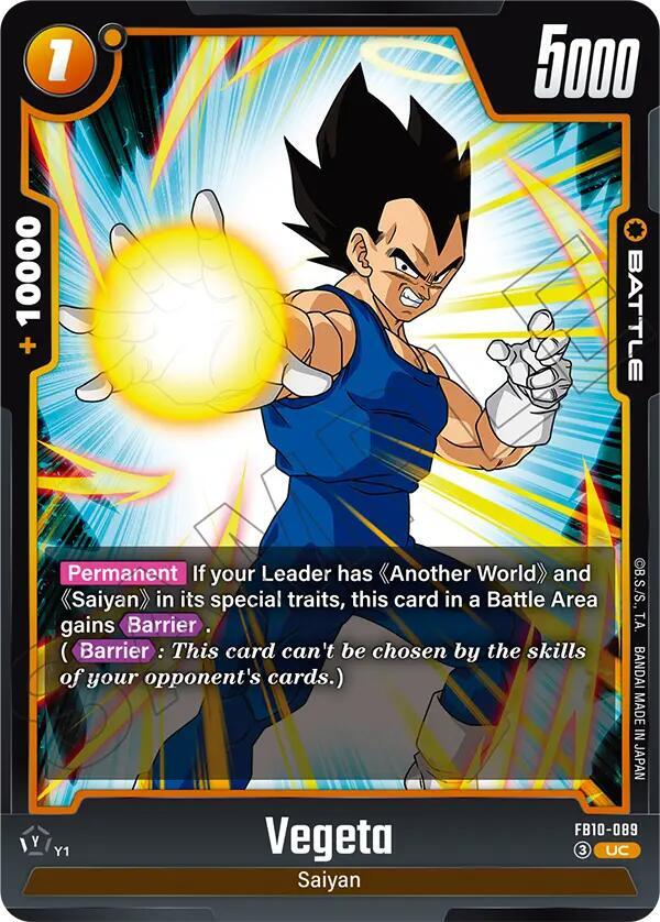 Vegeta FB10-089 card from Cross Force