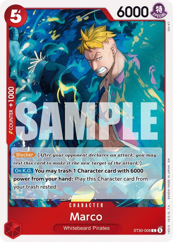 Marco ST30-008 card from Starter Deck EX: Luffy & Ace
