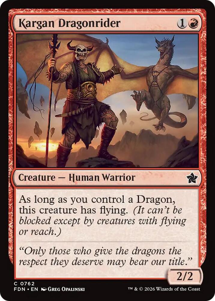 Kargan Dragonrider 762 card from Foundations