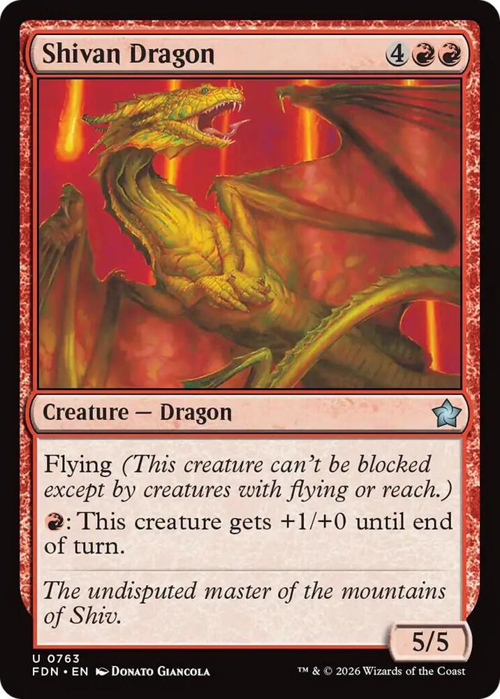 Shivan Dragon 763 card from Foundations