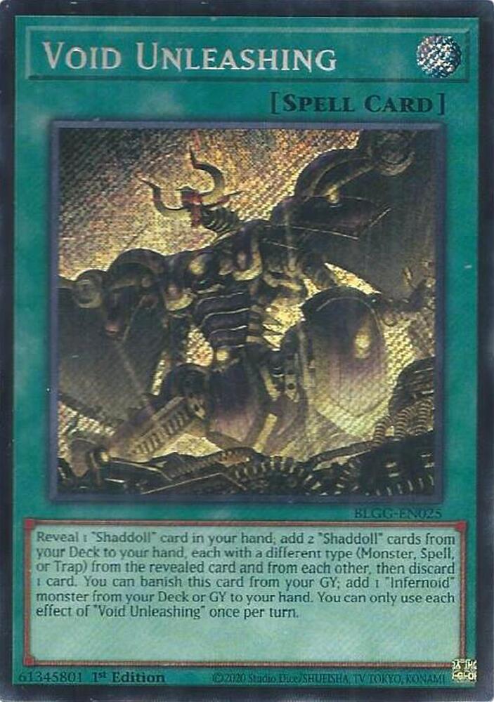 Void Unleashing BLGG-EN025 card from Battles of Legend: Glorious Gallery