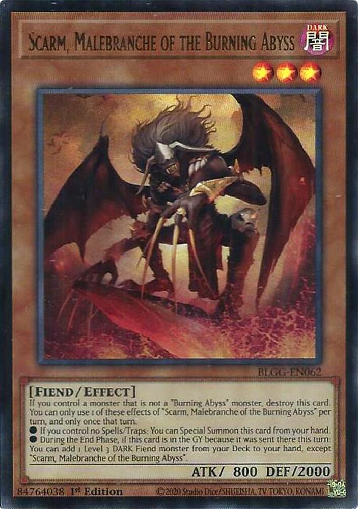 Scarm, Malebranche of the Burning Abyss BLGG-EN062 card from Battles of Legend: Glorious Gallery