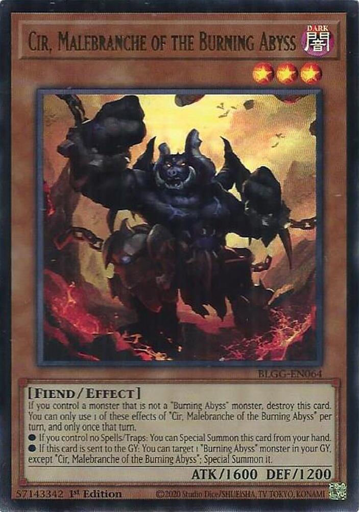 Cir, Malebranche of the Burning Abyss BLGG-EN064 card from Battles of Legend: Glorious Gallery