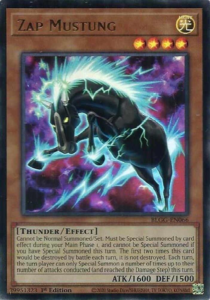 Zap Mustung BLGG-EN066 card from Battles of Legend: Glorious Gallery