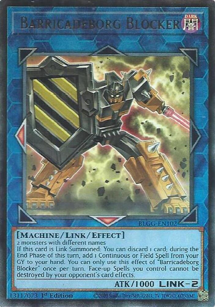 Barricadeborg Blocker BLGG-EN102 card from Battles of Legend: Glorious Gallery