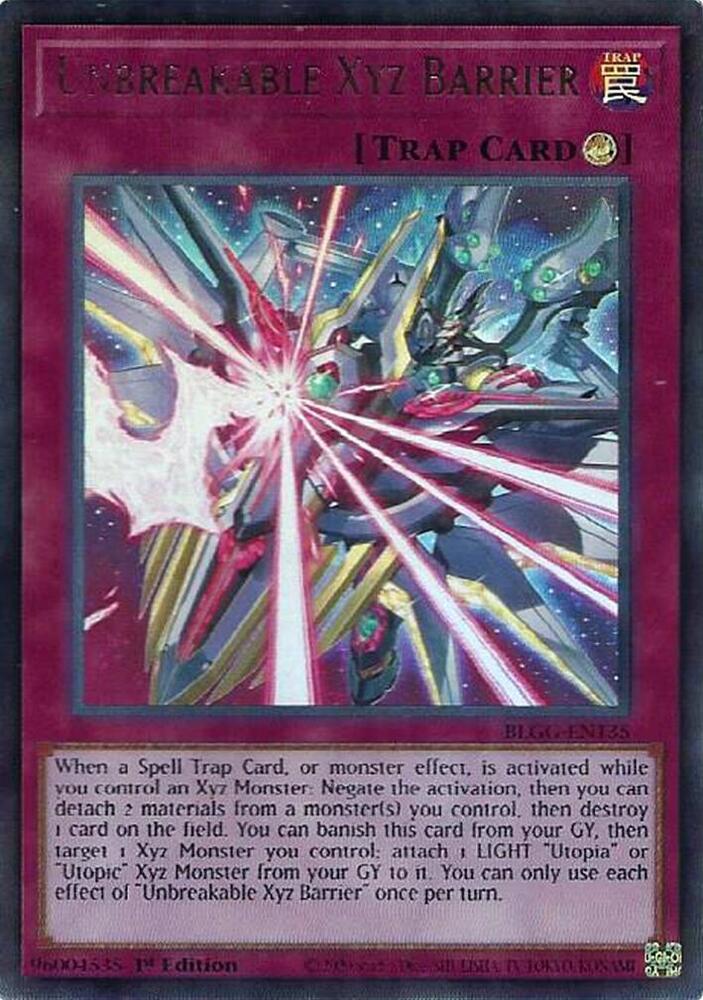 Unbreakable Xyz Barrier BLGG-EN135 card from Battles of Legend: Glorious Gallery
