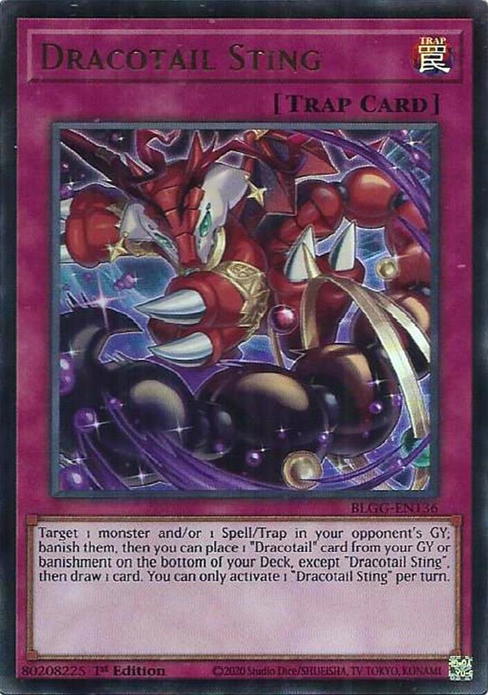 Dracotail Sting BLGG-EN136 card from Battles of Legend: Glorious Gallery