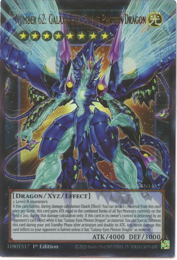 Number 62: Galaxy-Eyes Prime Photon Dragon BLGG-EN140 card from Battles of Legend: Glorious Gallery