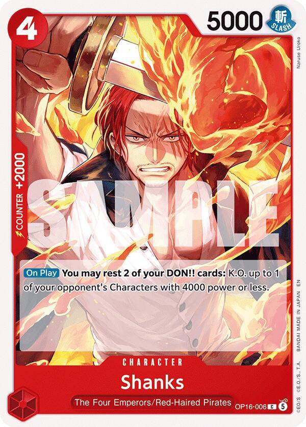 Shanks OP16-006 card from The Time of Battle