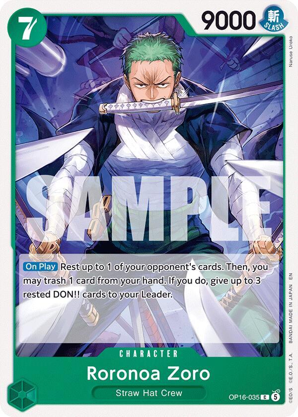 Roronoa Zoro OP16-035 card from The Time of Battle