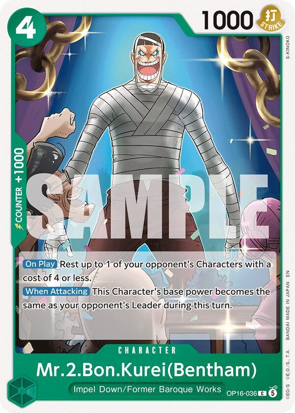 Mr.2.Bon.Kurei(Bentham) OP16-036 card from The Time of Battle