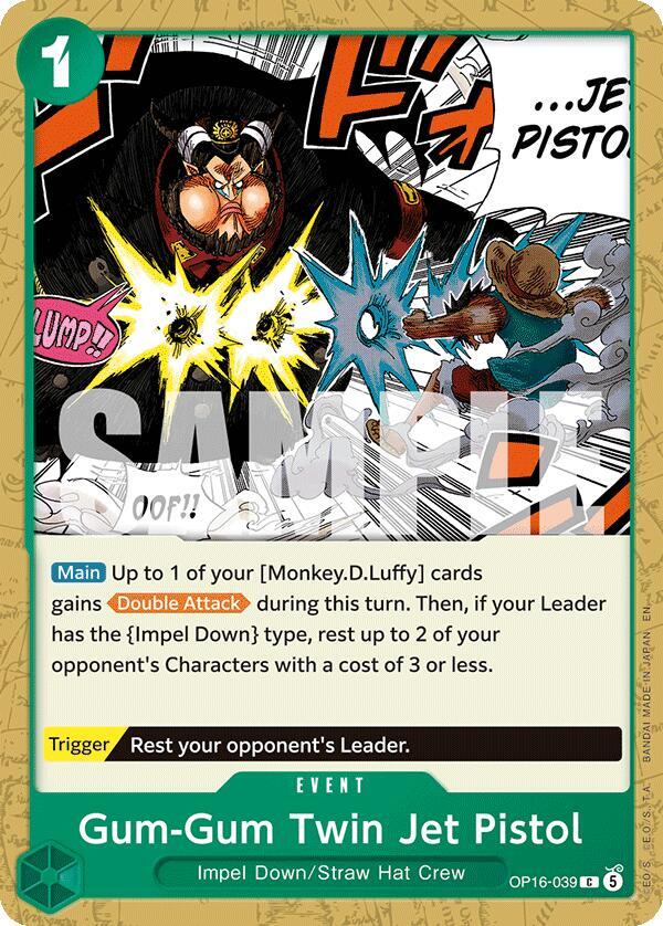 Gum-Gum Twin Jet Pistol OP16-039 card from The Time of Battle