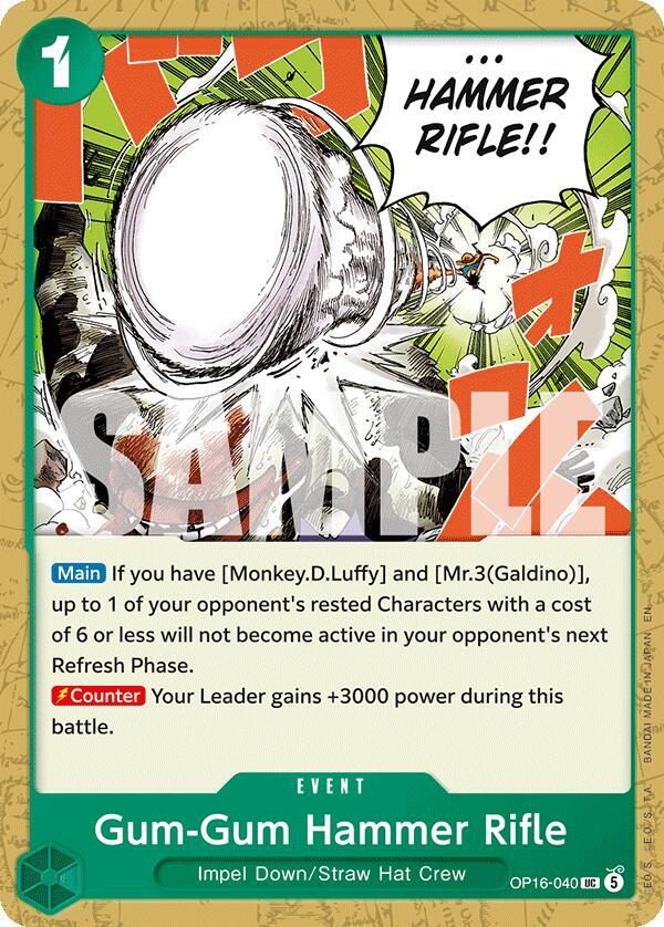 Gum-Gum Hammer Rifle OP16-040 card from The Time of Battle