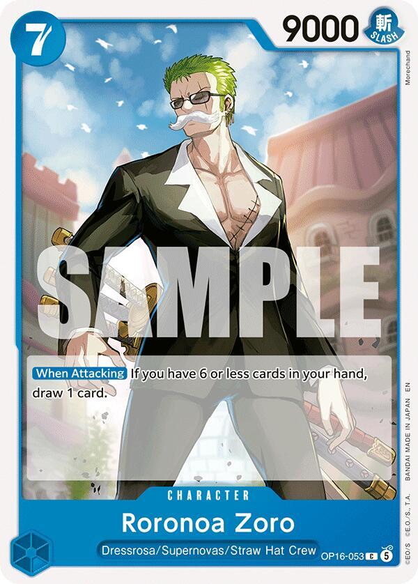 Roronoa Zoro OP16-053 card from The Time of Battle