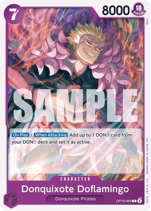 Donquixote Doflamingo OP16-069 card from The Time of Battle
