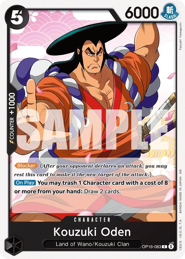 Kouzuki Oden OP16-083 card from The Time of Battle