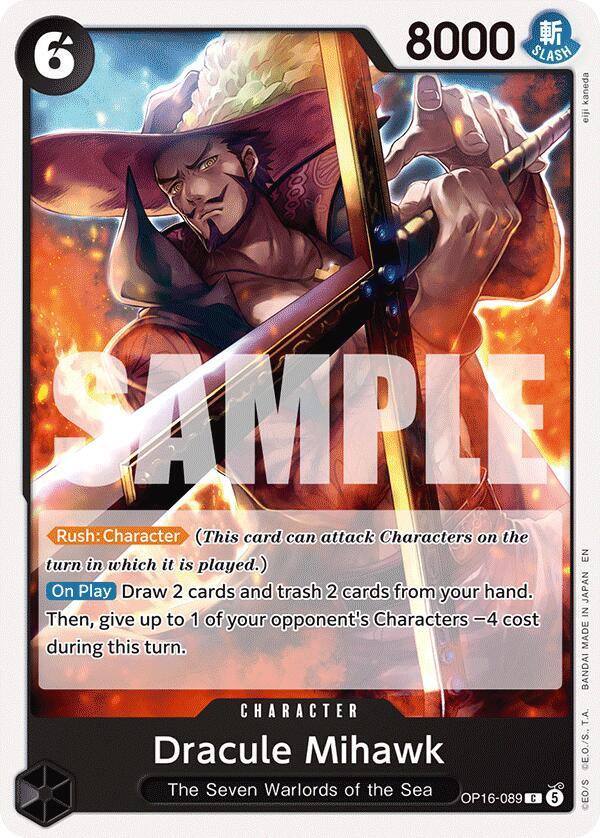 Dracule Mihawk OP16-089 card from The Time of Battle