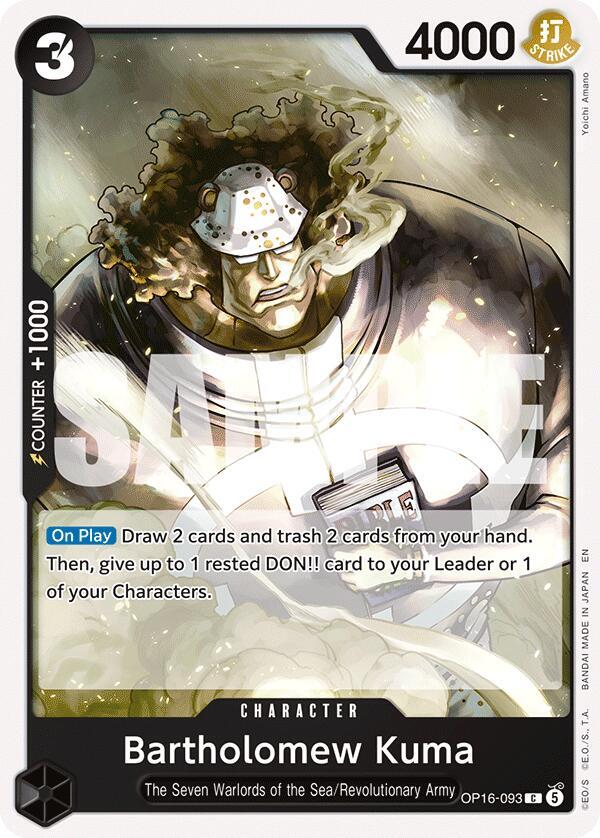 Bartholomew Kuma OP16-093 card from The Time of Battle