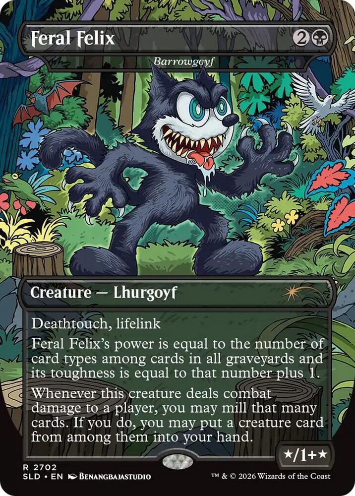 Feral Felix  - Barrowgoyf 2702 card from Secret Lair Drop Series