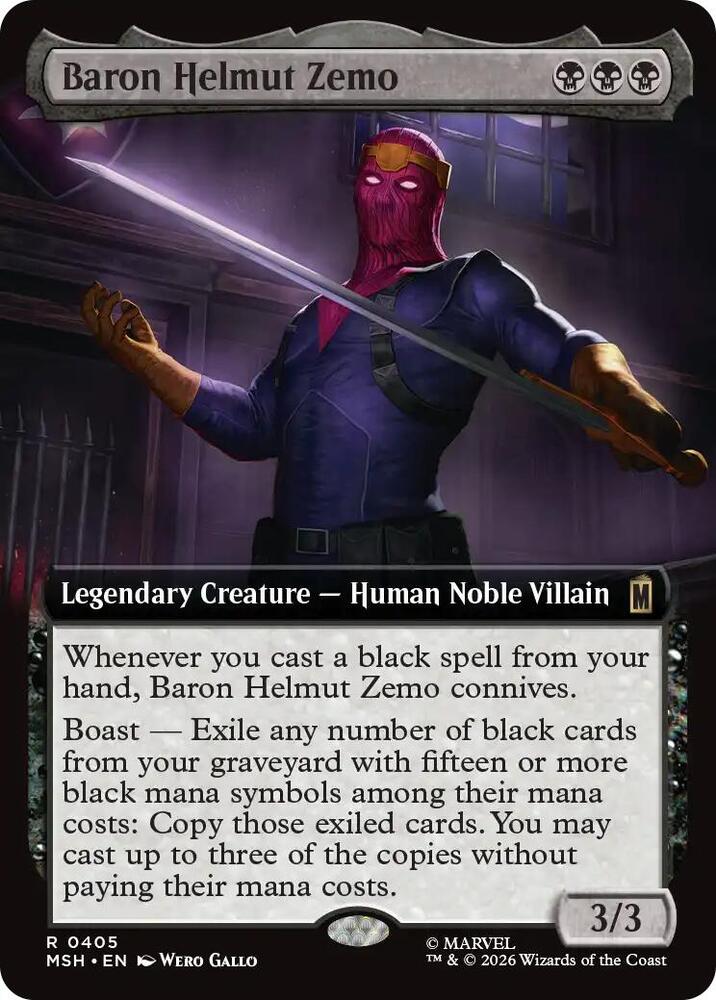 Baron Helmut Zemo (Extended Art) 405 card from Marvel Super Heroes
