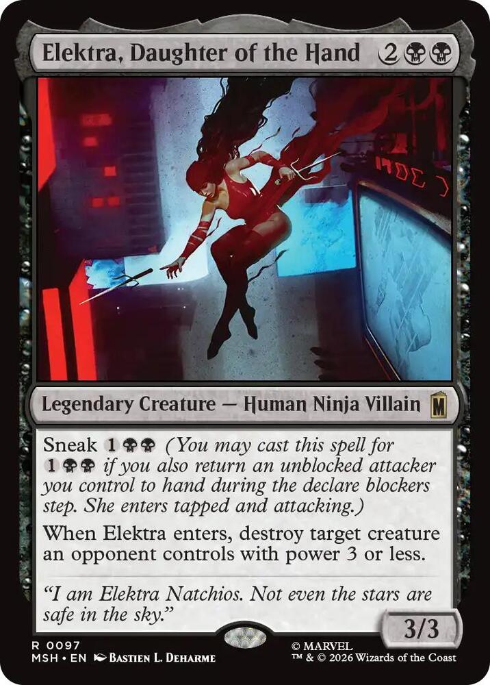 Elektra, Daughter of the Hand 97 card from Marvel Super Heroes