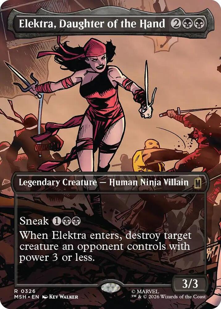 Elektra, Daughter of the Hand (Borderless) 326 card from Marvel Super Heroes