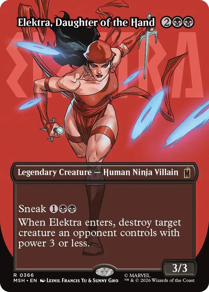 Elektra, Daughter of the Hand (Borderless) 366 card from Marvel Super Heroes