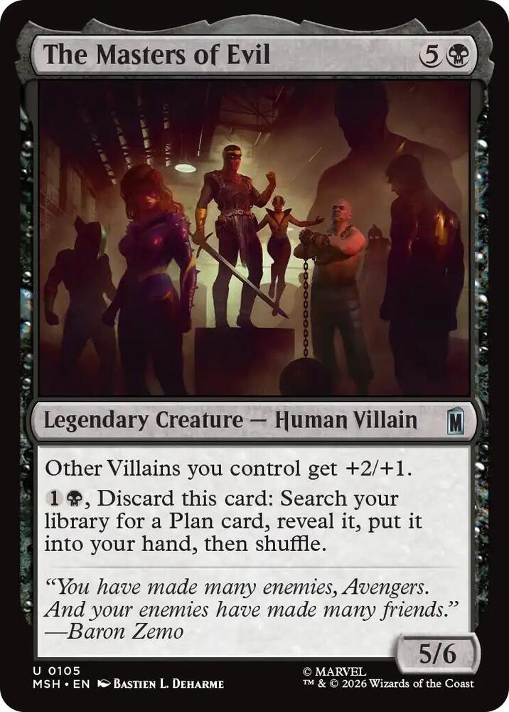 The Masters of Evil 105 card from Marvel Super Heroes