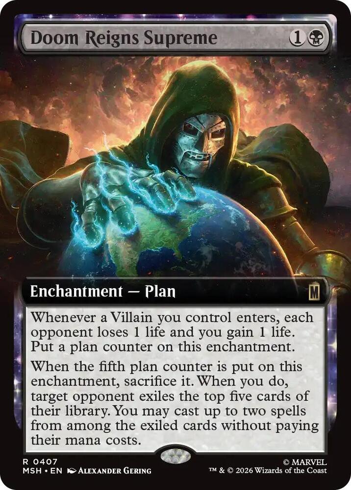 Doom Reigns Supreme (Extended Art) 407 card from Marvel Super Heroes