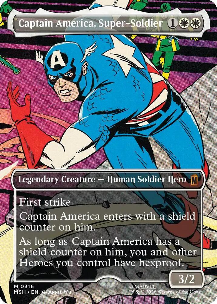 Captain America, Super-Soldier (Borderless) 316 card from Marvel Super Heroes