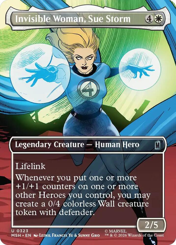 Invisible Woman, Sue Storm (Borderless) 323 card from Marvel Super Heroes