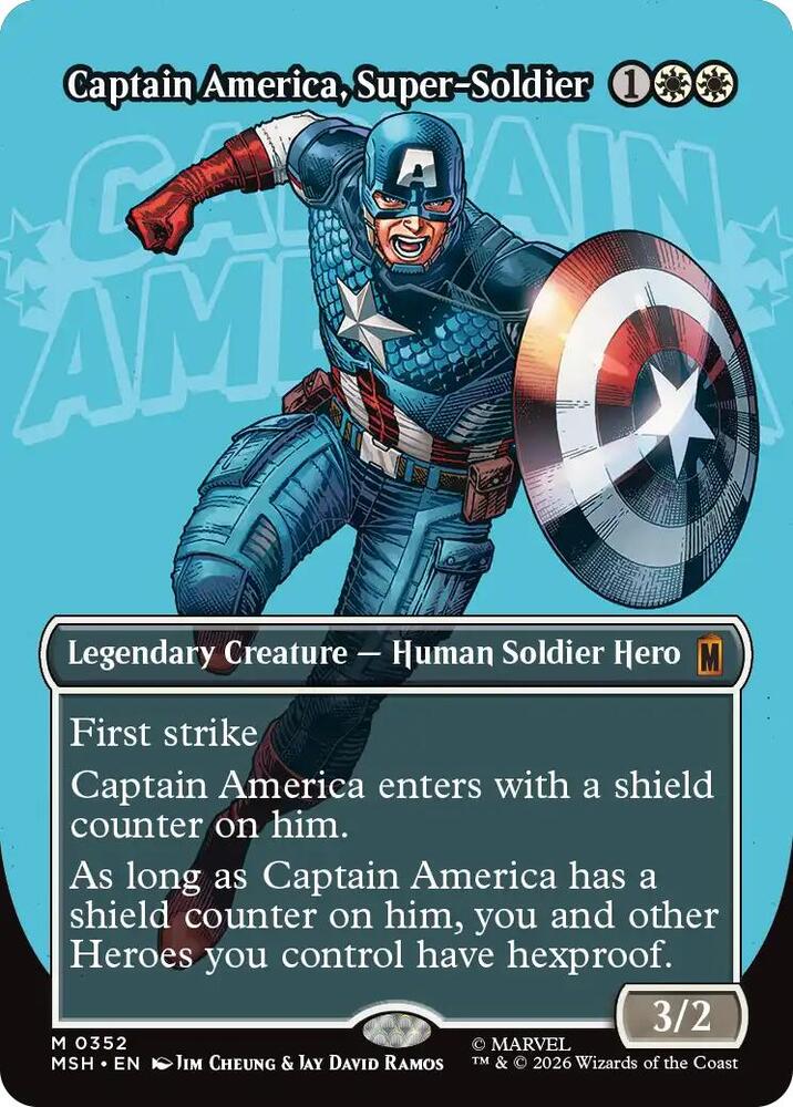Captain America, Super-Soldier (Borderless) 352 card from Marvel Super Heroes