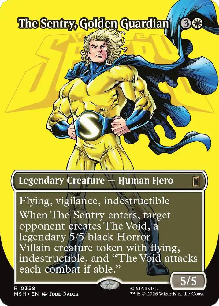 The Sentry, Golden Guardian (Borderless) 358 card from Marvel Super Heroes