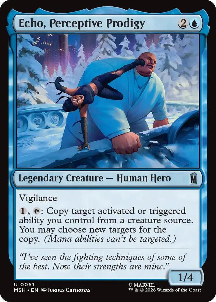Echo, Perceptive Prodigy 51 card from Marvel Super Heroes