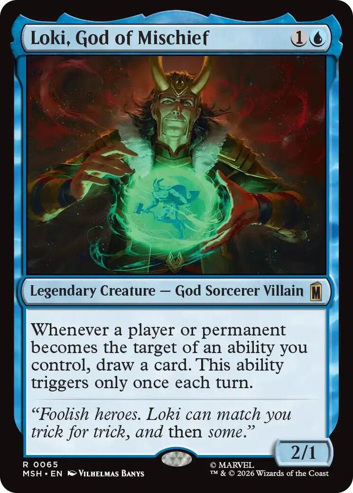 Loki, God of Mischief 65 card from Marvel Super Heroes