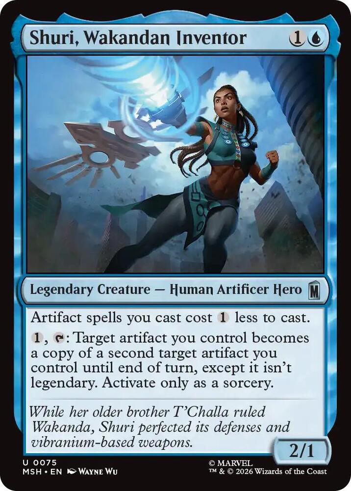 Shuri, Wakandan Inventor 75 card from Marvel Super Heroes