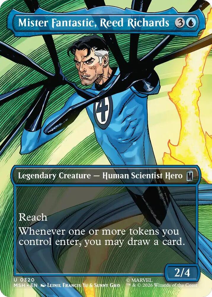 Mister Fantastic, Reed Richards (Borderless) 320 card from Marvel Super Heroes