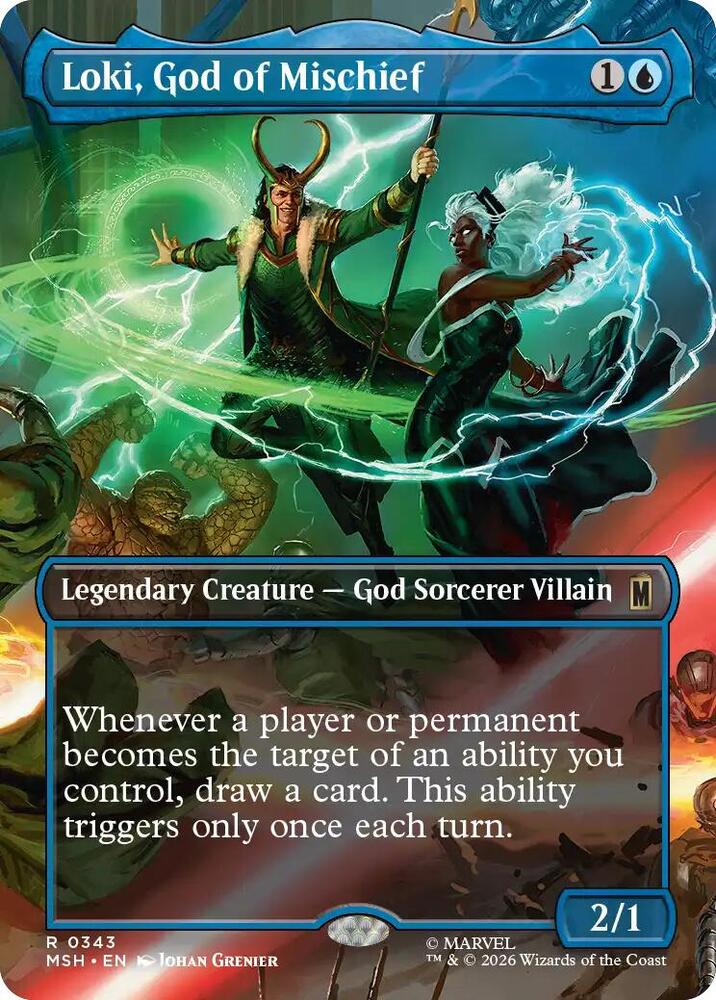 Loki, God of Mischief (Borderless) 343 card from Marvel Super Heroes