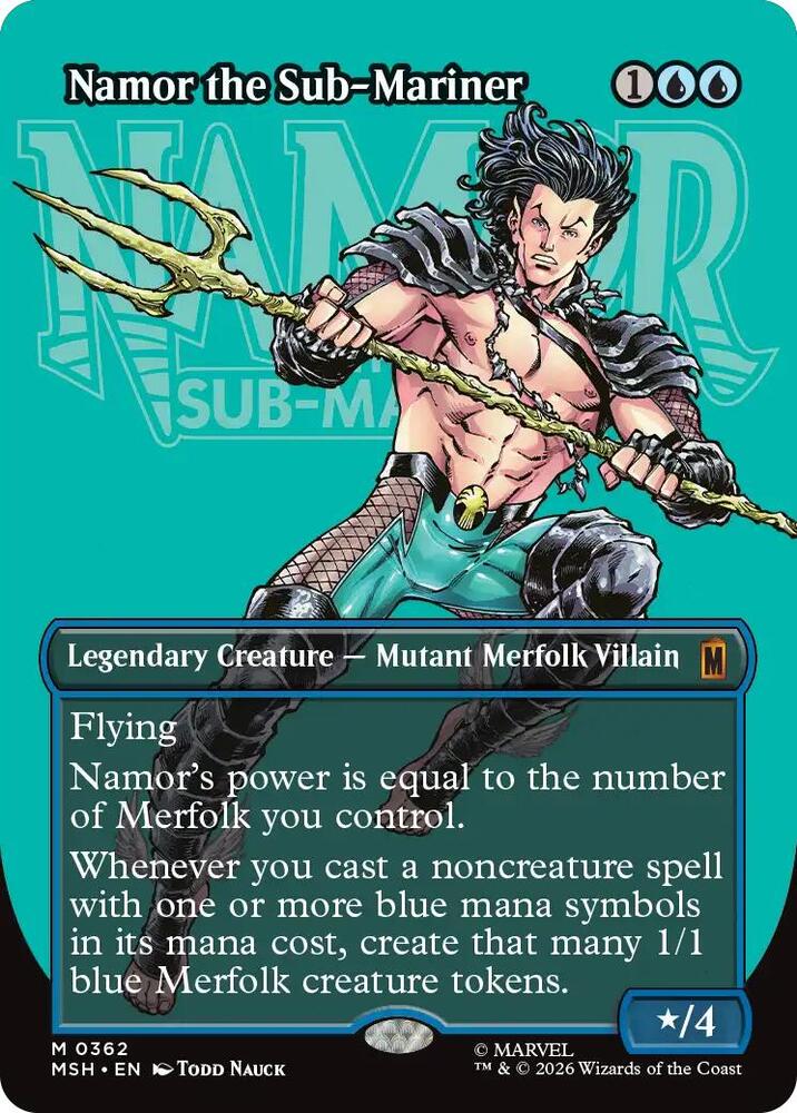 Namor the Sub-Mariner (Borderless) 362 card from Marvel Super Heroes