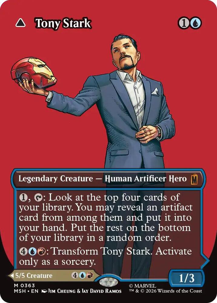Tony Stark (Borderless) 363 card from Marvel Super Heroes