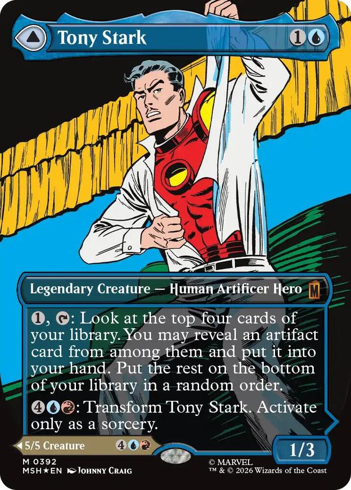 Tony Stark (Borderless) 392 card from Marvel Super Heroes