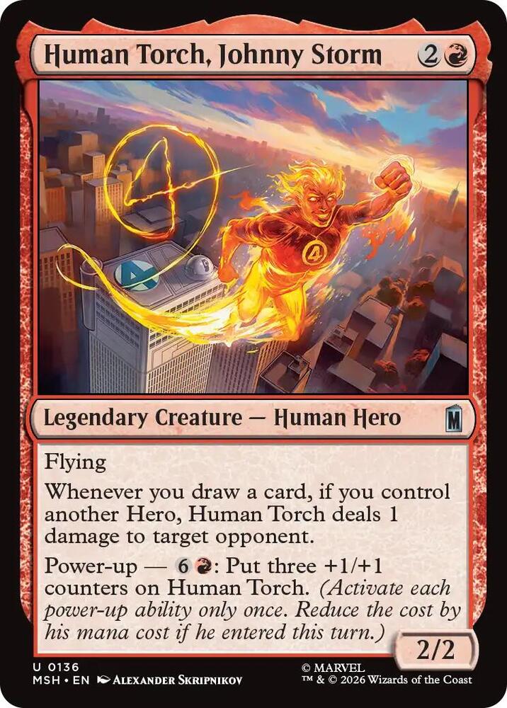 Human Torch, Johnny Storm 136 card from Marvel Super Heroes