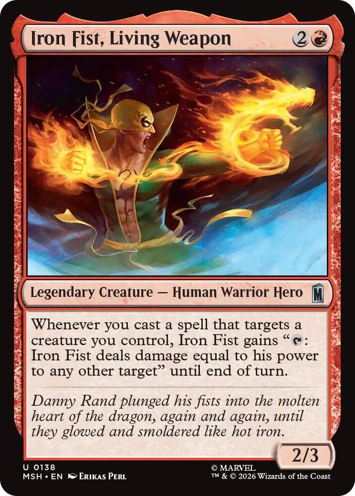 Iron Fist, Living Weapon 138 card from Marvel Super Heroes
