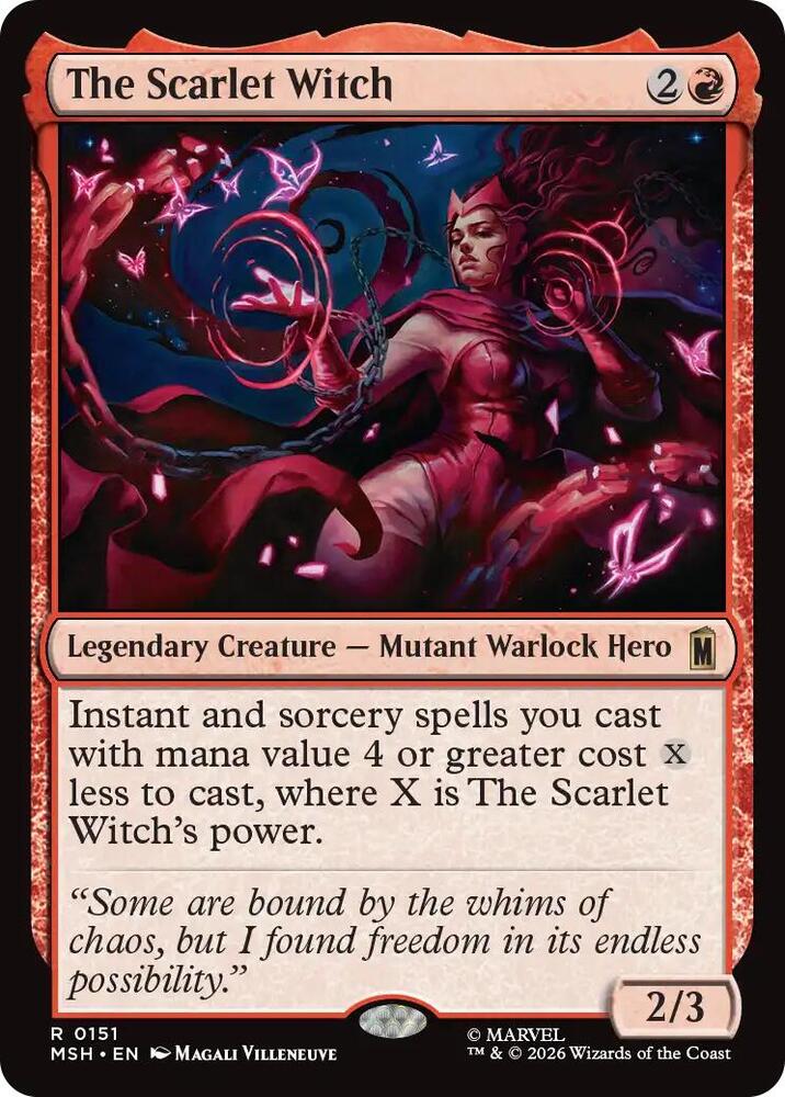 The Scarlet Witch 151 card from Marvel Super Heroes