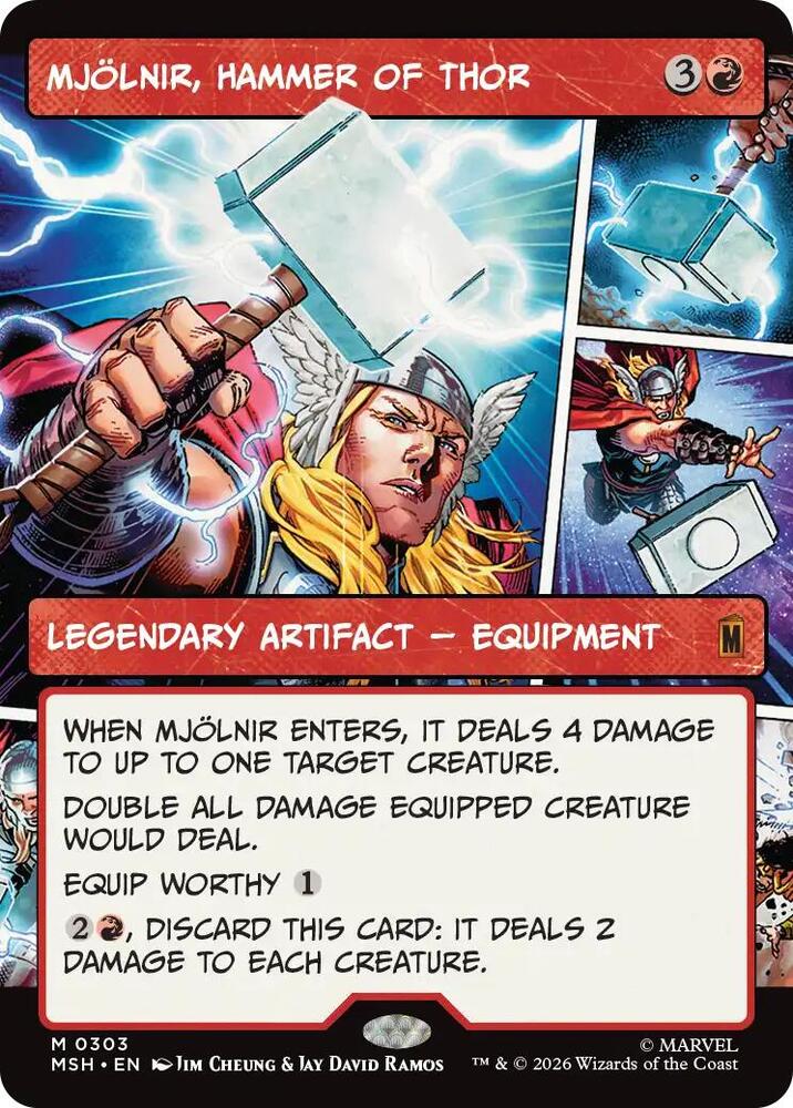 Mjolnir, Hammer of Thor (Borderless) 303 card from Marvel Super Heroes