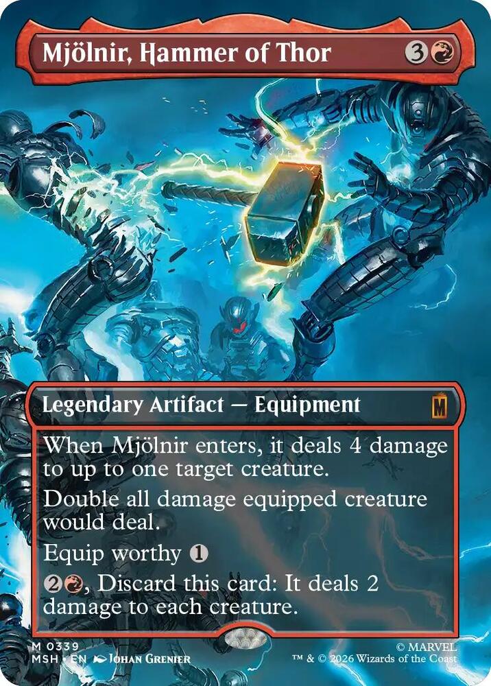 Mjolnir, Hammer of Thor (Borderless) 339 card from Marvel Super Heroes